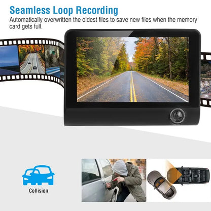 1296P Car DVR Dash Camera 4In 3 Lens Vehicle Driving Recorder Seamless Recording - view 4
