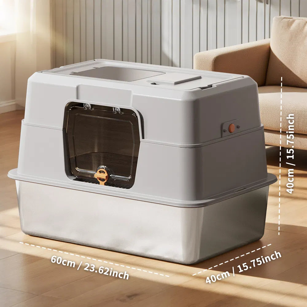 2025 Must-Buy Fully Enclosed Stainless Steel Cat Litter Box, Odor-Proof, Anti-Splash, Spacious For Large Cats - view 3