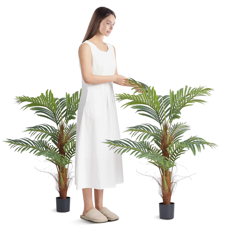 Artificial Palm Tree, 4 FT Tall Faux Plant, Secure PE Material & Anti-Tip Tilt Protection Low-Maintenance Plant - view 7