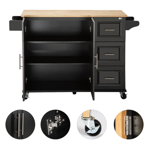 Kitchen Island & Kitchen Cart, Mobile Kitchen Island, Rubber Wood Top - view 6