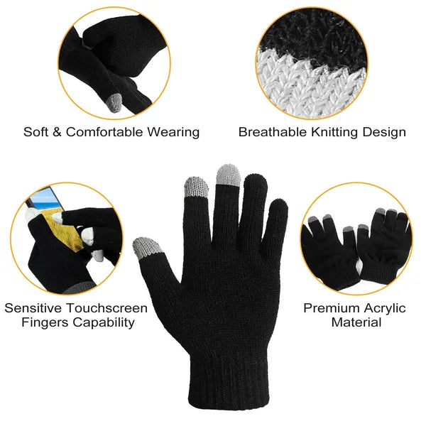 Unisex Touch Screen Gloves Full Finger Winter Warm Knitted Gloves For Warmth Running Cycling Camping Hiking - view 5