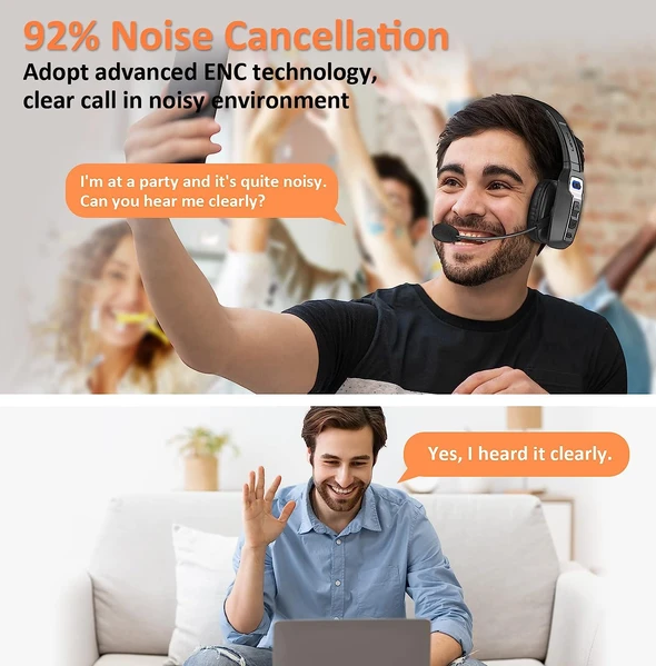 Trucker Bluetooth 5.2 Wireless Headset With Noise Cancelling Mic For Phones PC - view 6