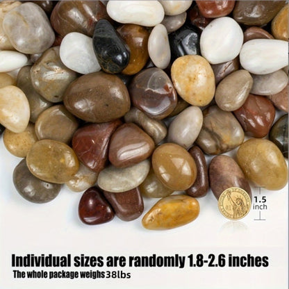 38lbs Decorative Garden Stone Outdoor Landscaping, Walkways, Yard, 1-3 Inch Large Polished River Rocks For Plants Pots - view 5