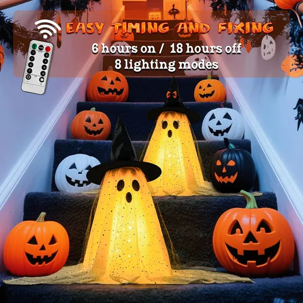 2Packs Halloween Decorations Outdoor,Halloweens Party Decoration Indoor,Spooky Ghost With Remote Control String Lights - view 4