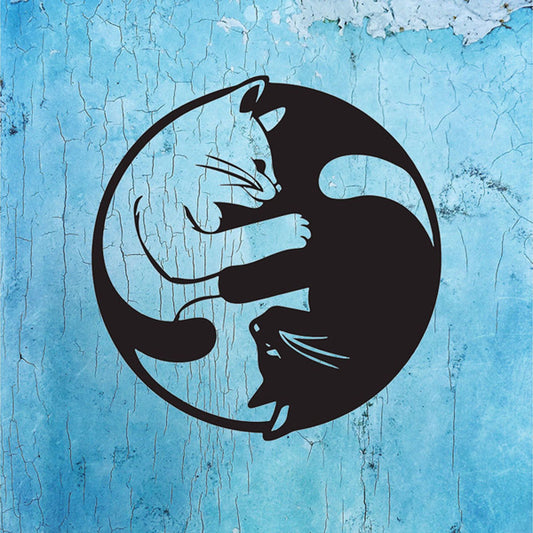 Yin Yang Cat Silhouette Aluminum Wall Art Zen Home Decor Holiday Gift - view 2