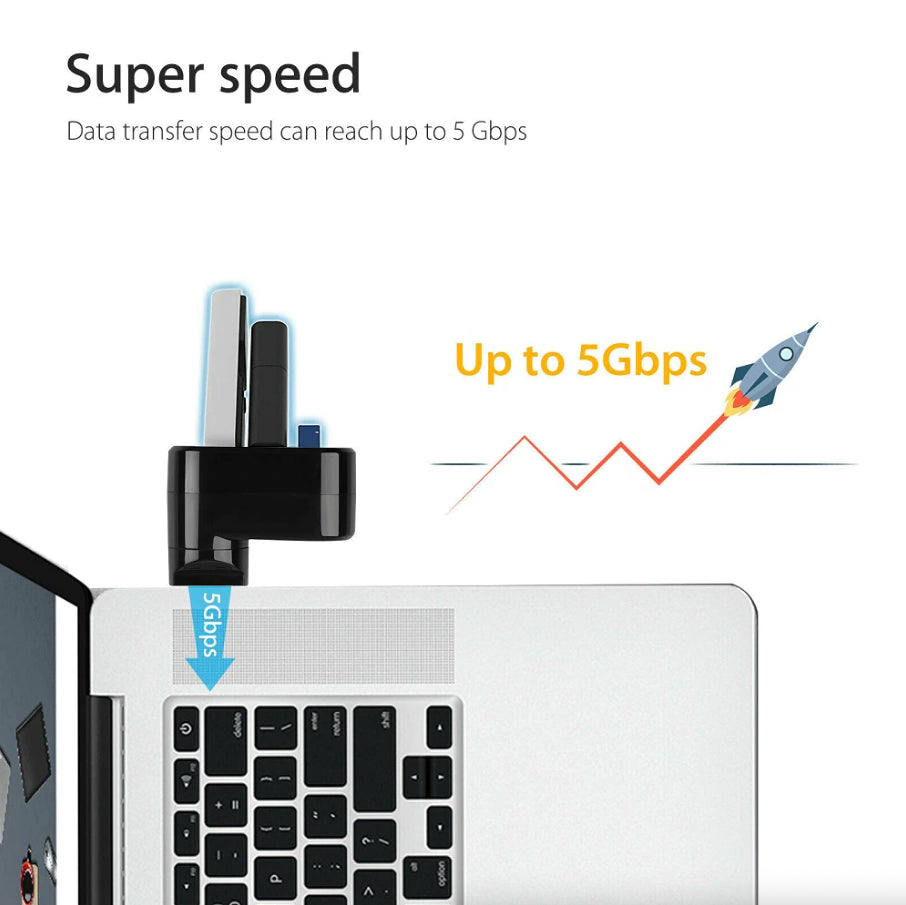 High Speed 3 Port USB 3.0 Multi HUB Splitter Expansion Desktop PC Laptop Adapter - view 10