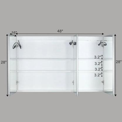 LED Bathroom Wall Cabinet, 3 Door Bathroom Mirror Cabinet, white - view 3