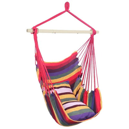 Distinctive Cotton Canvas Hanging Rope Chair With Pillows Rainbow - view 5