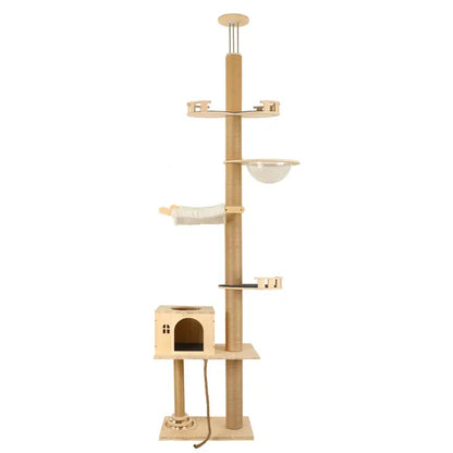 Floor To Ceiling Cat Tree, 6 Level Adjustable Height Climbing Tower With Thickened Scratching Posts - view 2