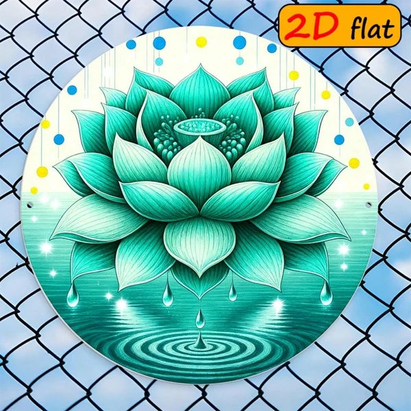 1pc Fresh Green Lotus Droplet Round Sign, Green Lotus Droplet Round Sign, Droplet Round Sign - view 2