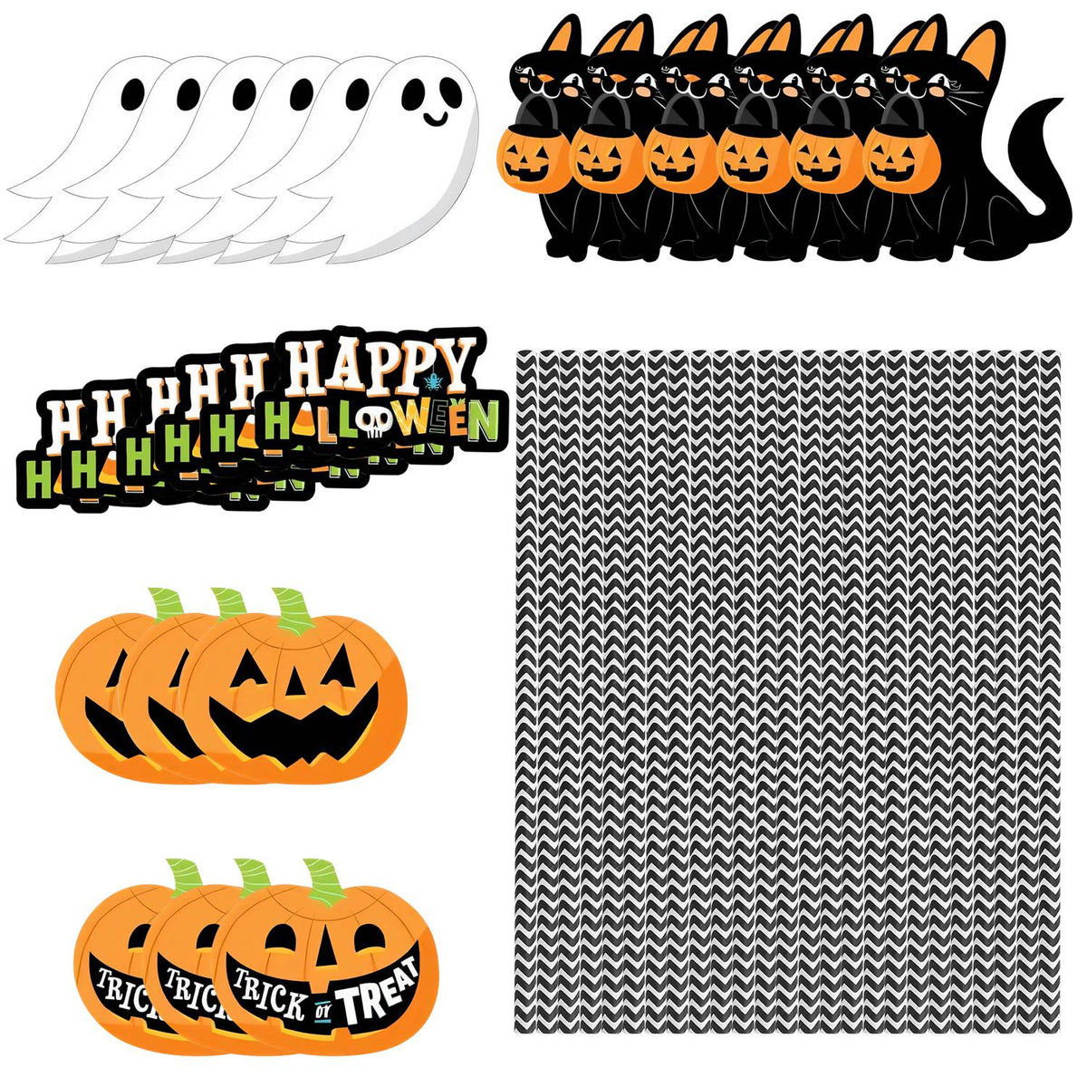 Set Of 25Pcs Halloween Party Striped Decorative Straws Disposable Drinking Straws Paper Straw Decor Happy Halloween - view 2