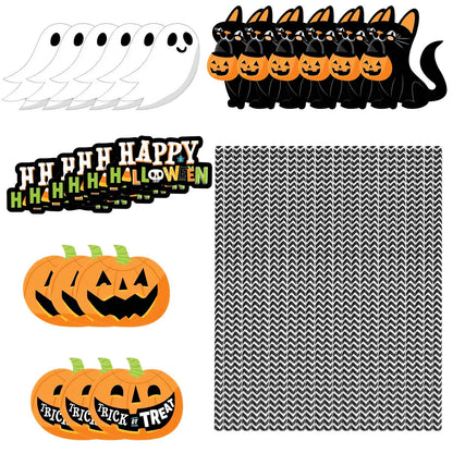 Set Of 25Pcs Halloween Party Striped Decorative Straws Disposable Drinking Straws Paper Straw Decor Happy Halloween - view 2