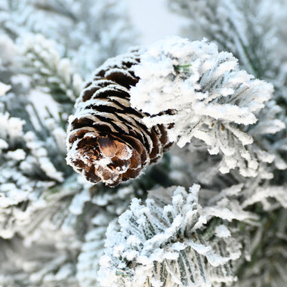 Artificial 2ft Decorated Flocking Basin Tree With 189 PE PVC Mixed Branch Tips, Pine Conex3, 30L Wram White Light - view 6