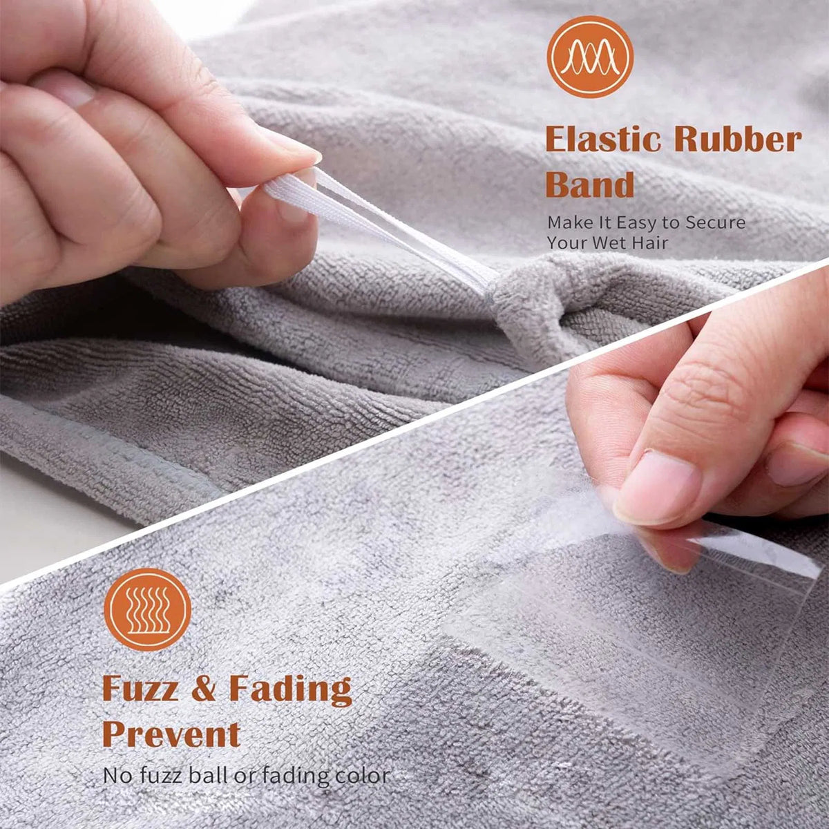 Women 3 PC Microfiber Hair Towel Wrap Ultra Absorbent Hair Turbans For Curly, Long & Thick Hair Blue,Grey,Pink - view 5