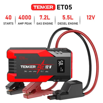 4000 AMP PEAK Car Jump Starter Jumper Box 51.8WH Power Bank 12V Battery Charger 7.2L Gas Engine 5.5L Diesel Engine LCD - view 5