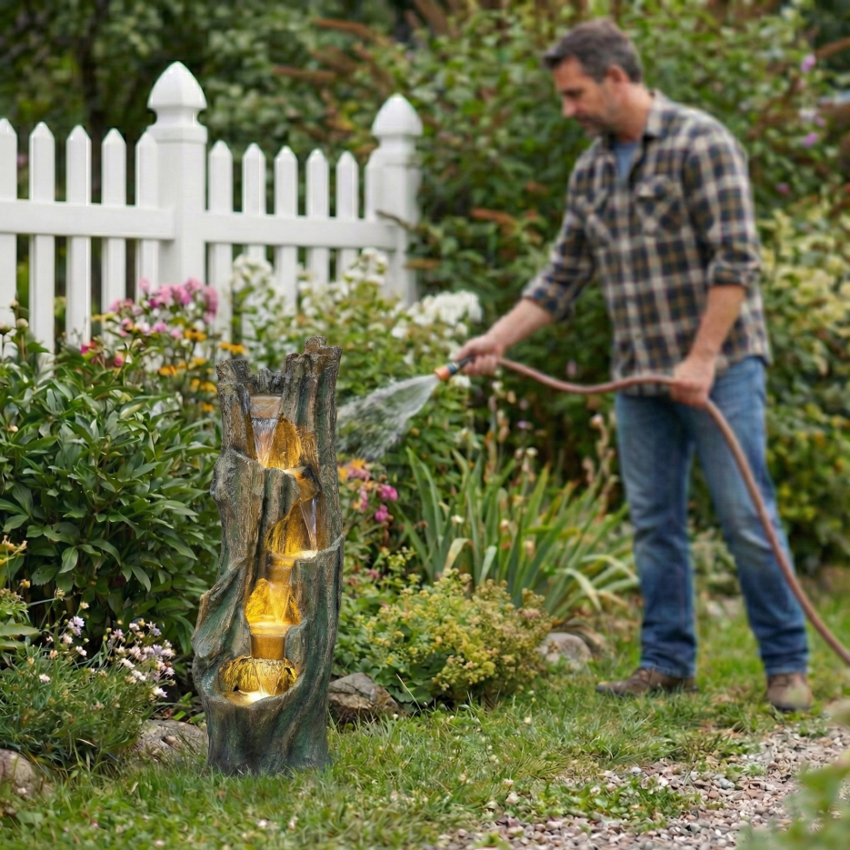 Waterfall Fountain For Outdoor Gardens And Patio Backyards Includes Energy-Efficient LED Lights And Easy Setup - view 7