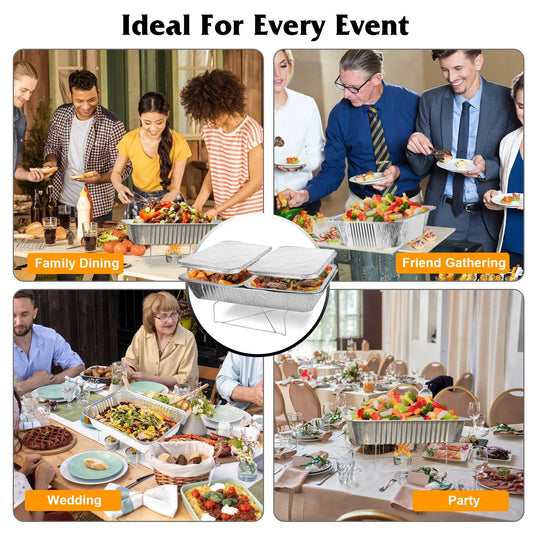 Set Of 42Pcs Disposable Chafing Dish Buffet Set Chafing Servers With Covers Spoons Forks Tongs Full-Size Pans Food - view 2