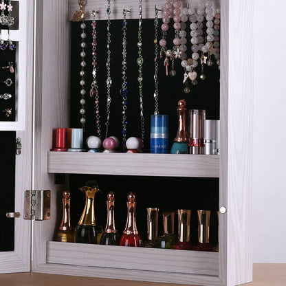 Free shipping Jewelry Organizer Wall/Door Mounted Lockable Jewelry Cabinet with Mirror Space Saving Jewelry Storage - view 4