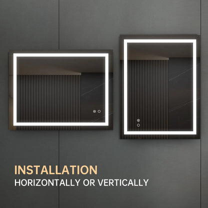 36'*28' LED Lighted Bathroom Wall Mounted Mirror with High Lumen+Anti-Fog Separately Control+Dimmer Function