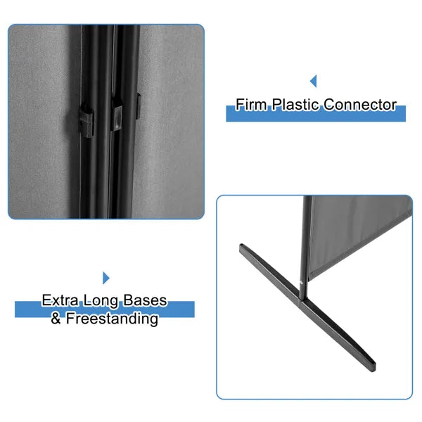 6FT Trifold 160g Polyester Cloth Plastic Foot Carbon Steel Frame Foldable Screen Gray - view 7