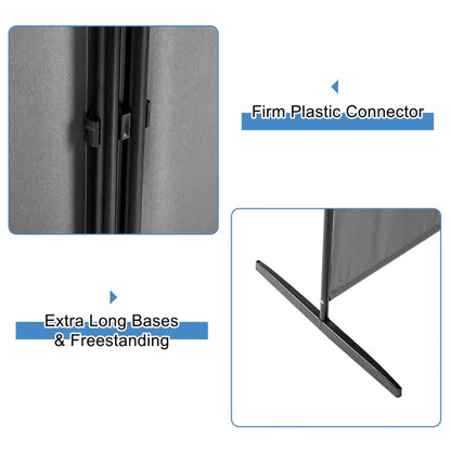 6FT Trifold 160g Polyester Cloth Plastic Foot Carbon Steel Frame Foldable Screen Gray - view 7