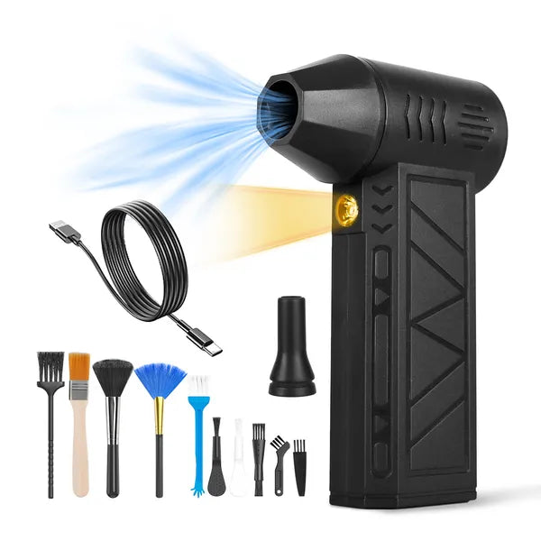 Compressed Air Duster With LED Light Up To 150000RPM Speed For PC Keyboard Cleaning High Speed Rechargeable Cordless