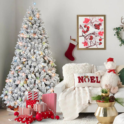 Artificial 6ft Flocked Christmas Tree With 888 PVC Branch Tips, Pine Conex35pcs, 350L Colorful Led - view 2