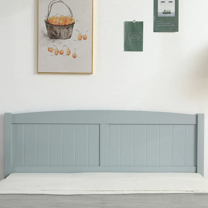 Full Single Bed Frame Vertical Striped Decorative Curved Headboard and Footboard Bed Frame Painted + Melamine Veneer & - view 10