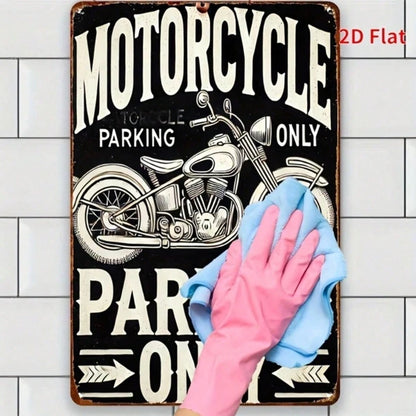 Classic Vintage Motorcycle Parking Sign 8x12 Inch Waterproof Rust Resistant 2D Flat Iron Metal Wall Decor For Home Bar - view 5