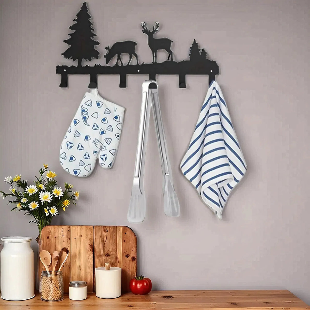 Matte Black Wall Hooks Heavy Duty Adhesive Mount for Entryway Bathroom Kitchen Storage Organization - view 3