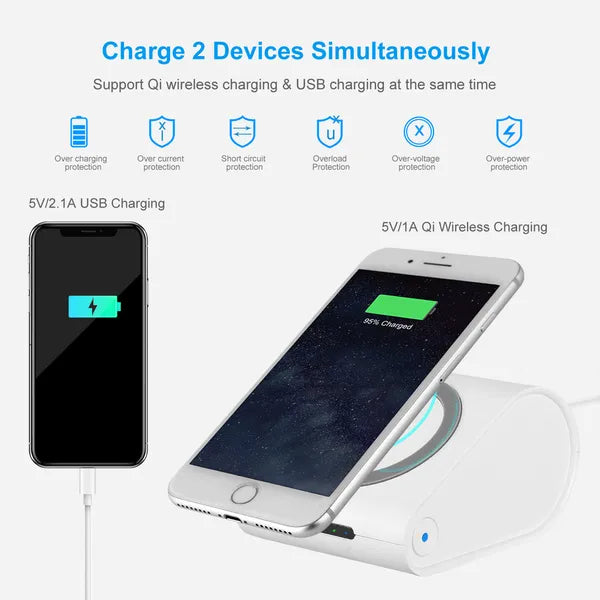 Qi Wireless Charger 10400mAh Power Bank 5W Wireless Charger Pad 2.1A USB Charge Port Portable Battery Charger - view 2