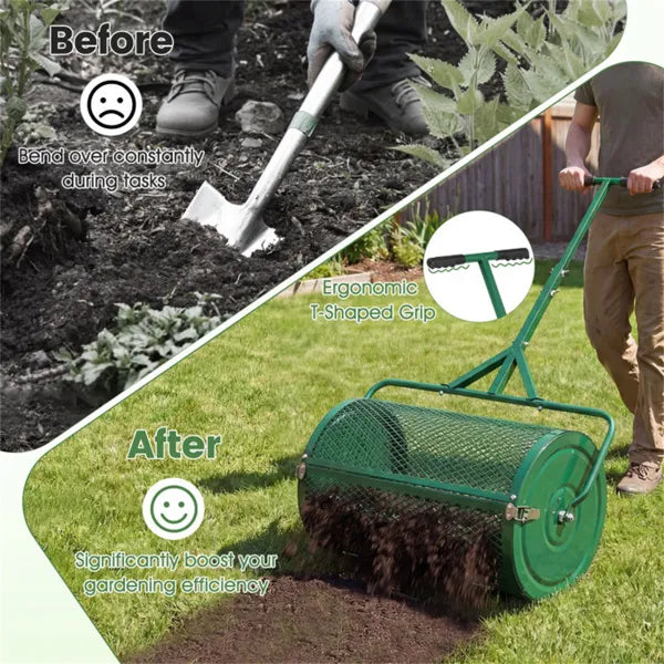 24" Lawn Topdressing Spreader With 0.75"×0.5" Mesh, Compost Spreader For Soil Sand Fertilizer Green - view 4