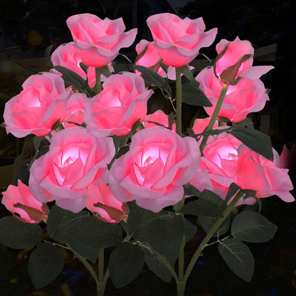 Solar Rose Lights Outdoor, 2 Pack With 14 Rose Flowers Waterproof Color Changing LED Flower Lights - view 6