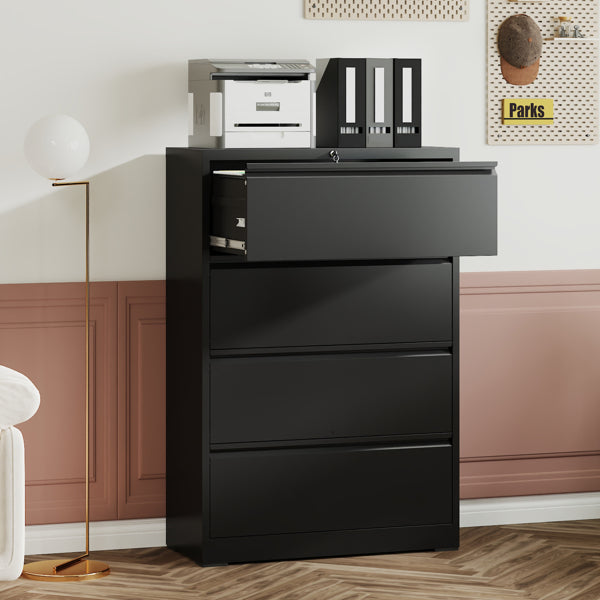 4 Drawer Lateral File Cabinet With Lock Tall Heavy-Duty Metal Filing Cabinet For Home Office - view 5