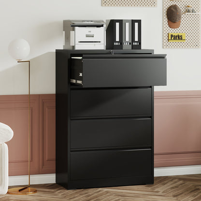 4 Drawer Lateral File Cabinet With Lock Tall Heavy-Duty Metal Filing Cabinet For Home Office - view 5