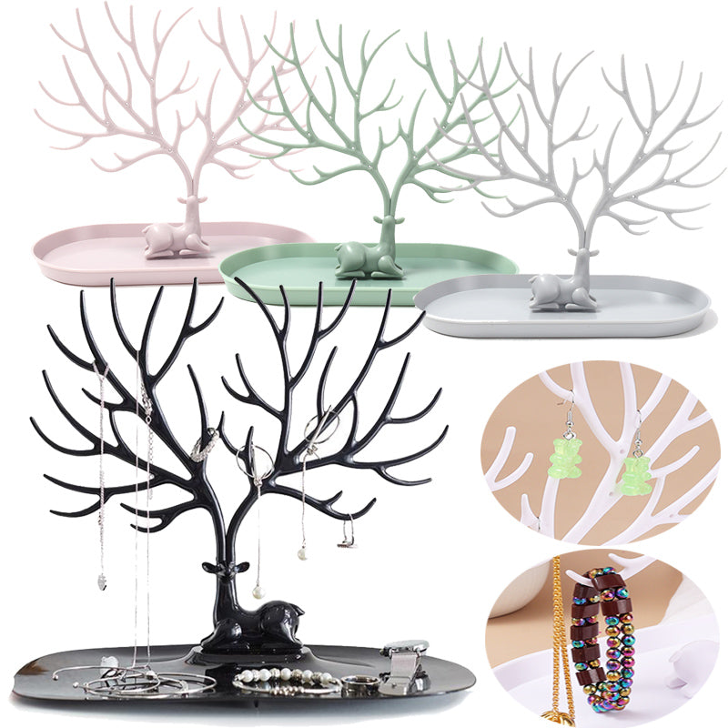 Deer Jewelry Display Stand Earrings Necklace Ring Jewelry Display Tray Jewelr Crystal Handle Antlers Jewelry Display