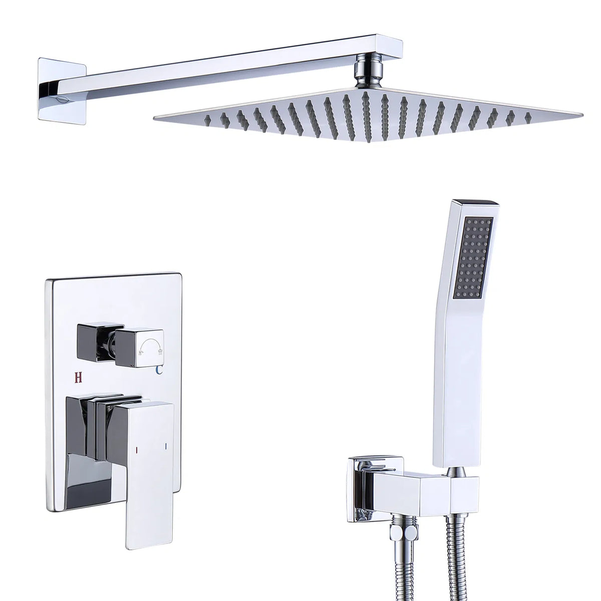 Shower System Shower Faucet Combo Set Wall Mounted with 12" Rainfall Shower Head and handheld shower faucet - view 4