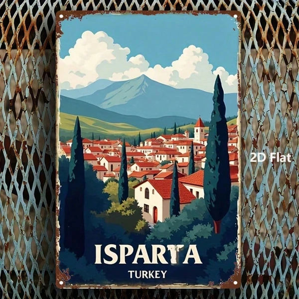 Vintage Turkish Isparta Landscape Metal Sign 8x12 Inch, 2D Flat Wall Art Plaque - view 3