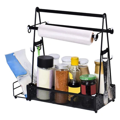 Utensil Caddy Metal Grill Caddy With Paper Towel Holders Utensil Holder For Outdoor Picnic Barbecue Camping Grilling