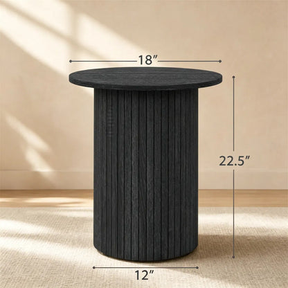Minimalist Round Pedestal Side Table, Space-Saving Stable Nightstand with Rounded Edges & Anti-Slip Pads - view 4