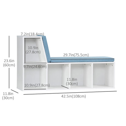 Multi-Purpose Bookshelf with 5 Cubes, 5-Cubby Bookcase with Cushioned Reading Nook and Storage Shelves, Blue - view 5