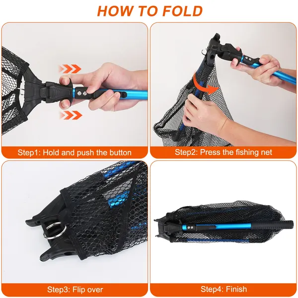 Foldable Fishing Net With Aluminum Alloy Rod EVA Handle Durable 5MM - view 5