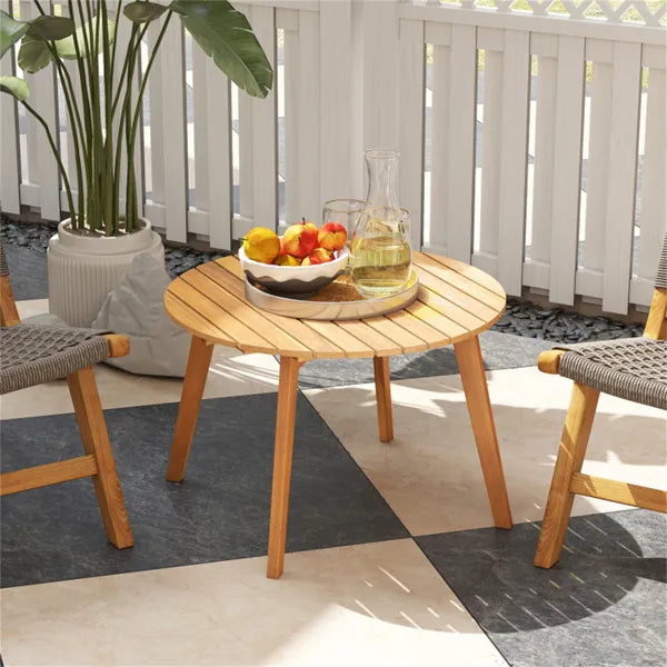 24.5" X 24.5" X 16" Premium Acacia Wood Round Side Table, 165 LBS Weight Capacity Outdoor End Table For Patio - view 2