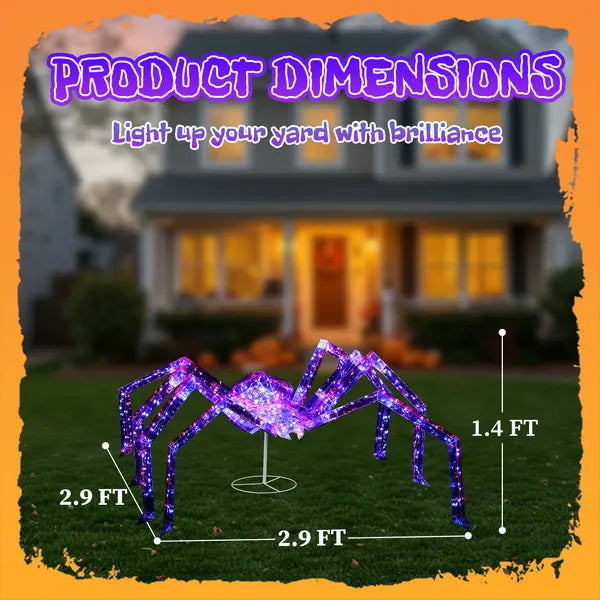 3FT Halloween Decorations Light Up Spider, Outdoor Halloween Decor Lighted Iridescent Spider - view 4