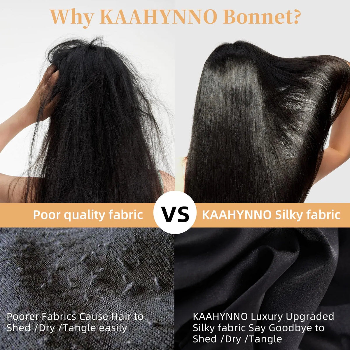 Silk Bonnet For Sleeping Women, Satin Hair Bonnet For Sleeping For Wavy Curly Natural Hair Women Men - Black - view 6