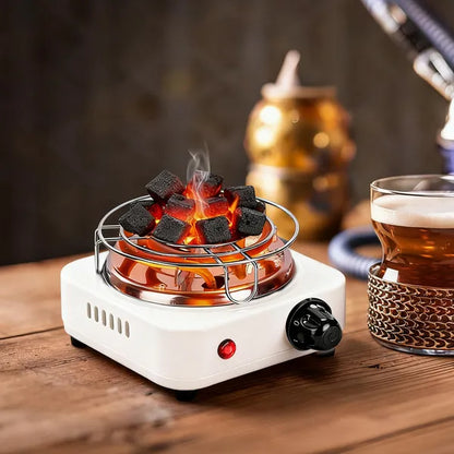 Electric Charcoal Burner 500W Hookah Charcoal Burner Compact Coal Burner For Hooka Cubes Shisha With Grill And Tongs - view 8