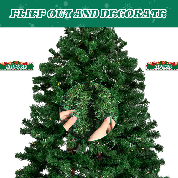 6 FT Santa Hat Style Pre-lit Christmas Tree, Hinged Artificial Xmas Tree Pine Tree With 250 Warm White Lights - view 6