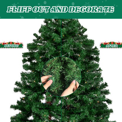 6 FT Santa Hat Style Pre-lit Christmas Tree, Hinged Artificial Xmas Tree Pine Tree With 250 Warm White Lights - view 6