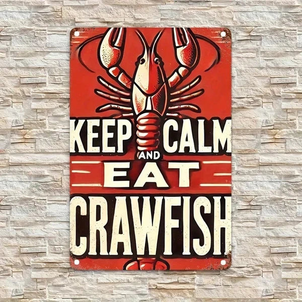 1pc Keep Calm Eat Crab Iron Wall Art 8x12 Inch, Funny Vintage Metal Plaque Sign - view 2