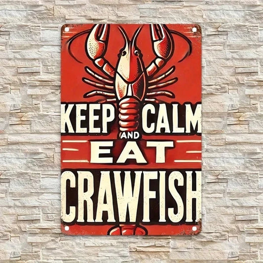 1pc Keep Calm Eat Crab Iron Wall Art 8x12 Inch, Funny Vintage Metal Plaque Sign - view 2